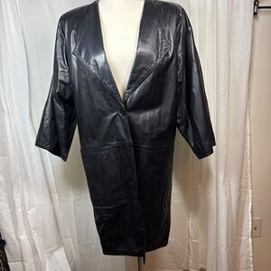 Alicia Herrera Vintage Leather Coat‎ Black Size 6